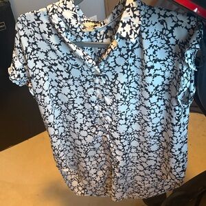 Denver Hayes Black and White Floral Button Down Shirt